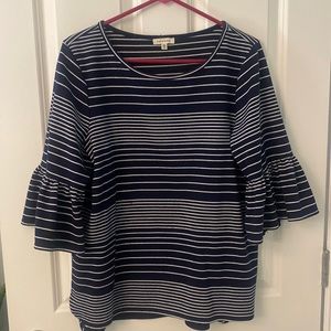 Navy and white stripe knit top